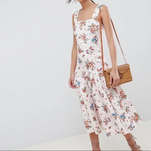 ASOS | Dresses | Asos Cream Floral Drop Waist Midi Dress | Poshmark ASOS | Dresses | Asos Cream Floral Drop Waist Midi Dress | Poshmark